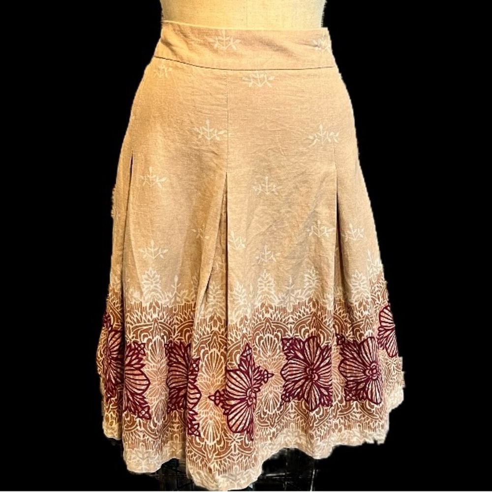 Earthy‎ henna tattoo mandala tribal skirt 100% linen midi mini pleated plus size